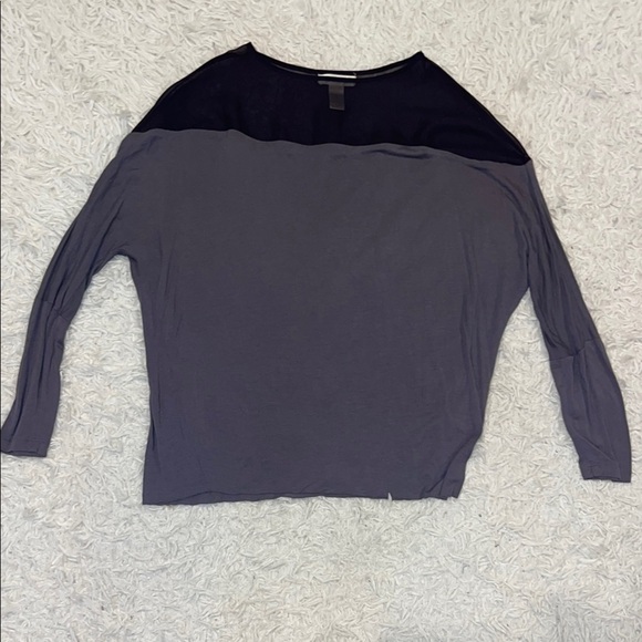 Kenar Grey Long Sleeve Blouse - Size M, Sheer Neckline, Business Casual - Picture 4 of 6